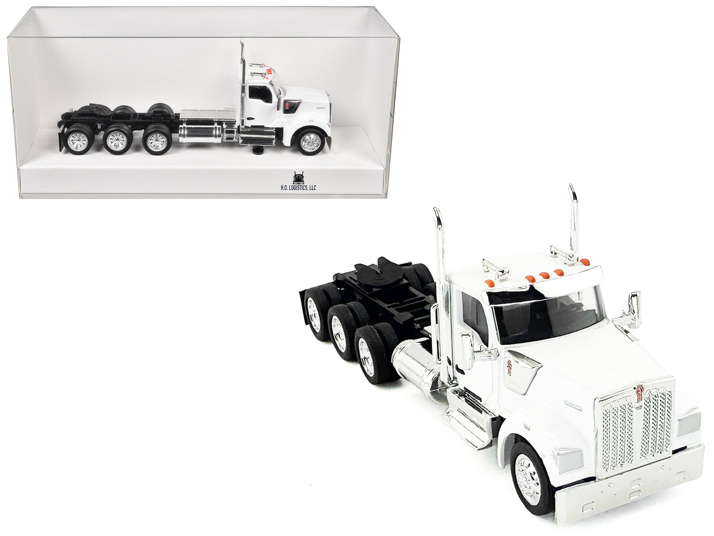 Kenworth W990 3-Axel Day Cab White 1/87 (HO) Plastic Model Car by HO Logistics  free shipping USA