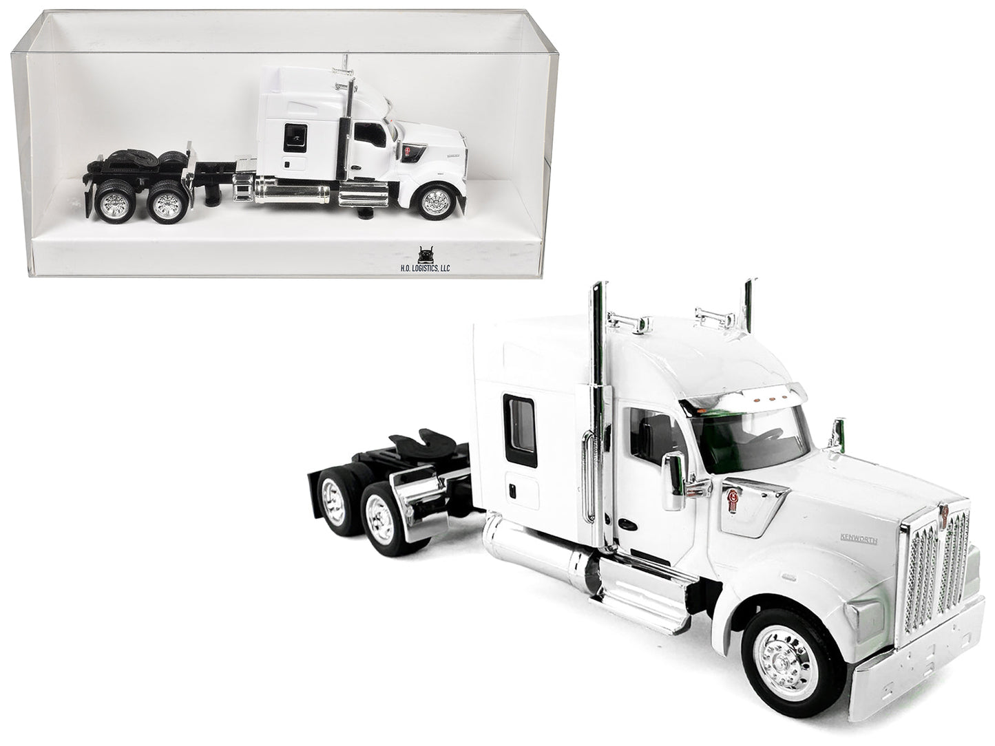 Kenworth W990 with Stand Up Sleeper Cab White 1/87 (HO) Plastic Model Car by HO Logistics  free shipping USA