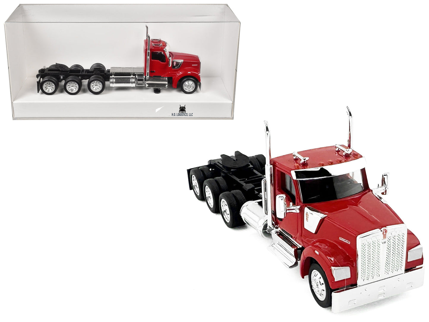 Kenworth W990 3-Axel Day Cab Red 1/87 (HO) Plastic Model Car by HO Logistics  free shipping USA