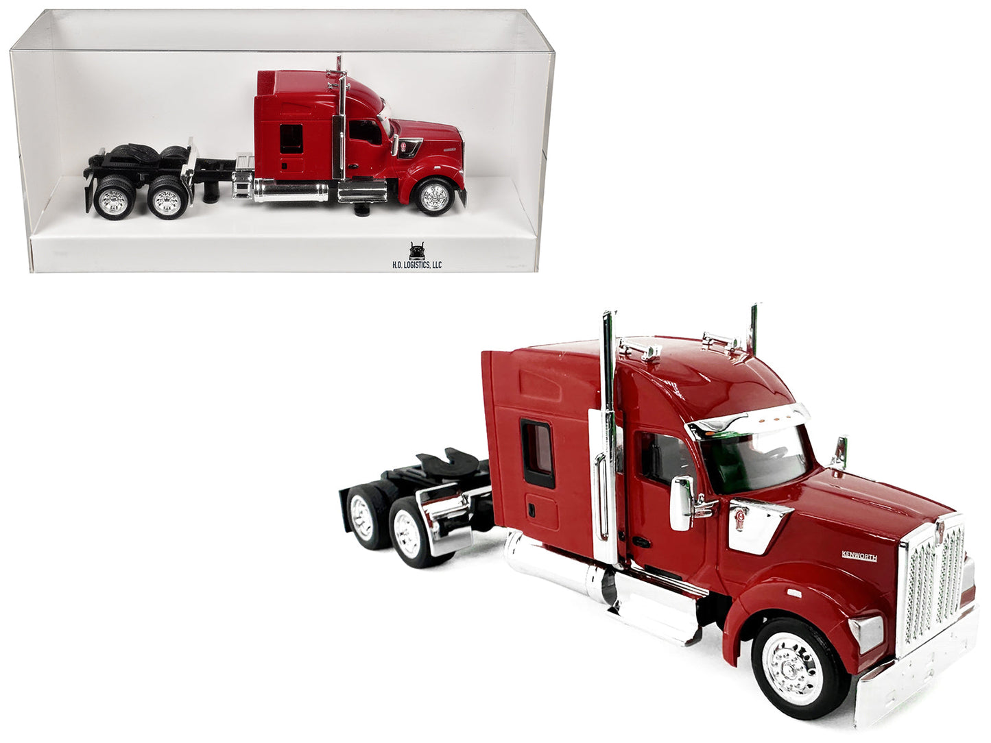 Kenworth W990 with Stand Up Sleeper Cab Red 1/87 (HO) Plastic Model Car by HO Logistics  free shipping USA
