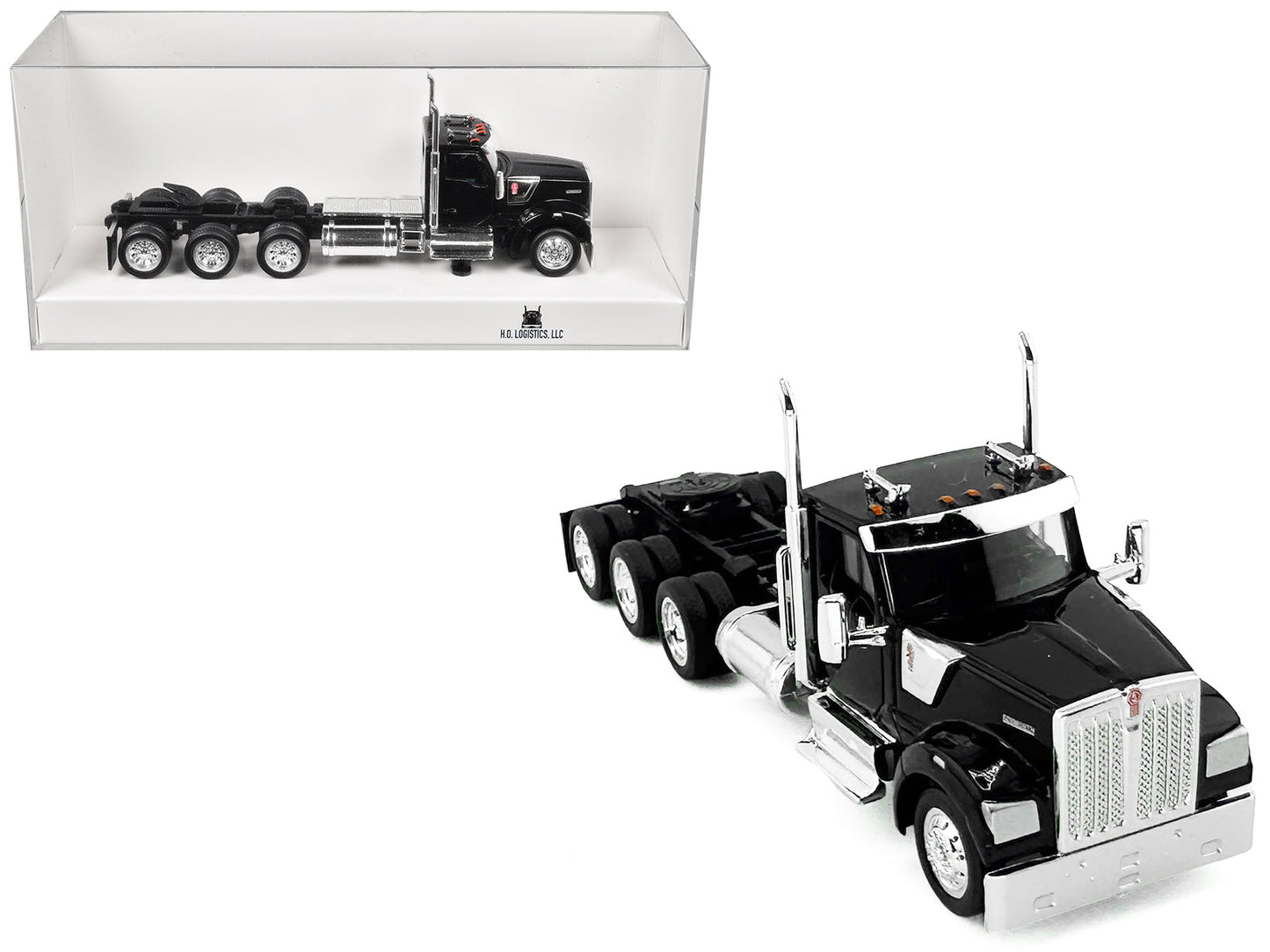 Kenworth W990 3-Axel Day Cab Black 1/87 (HO) Plastic Model Car by HO Logistics  free shipping USA