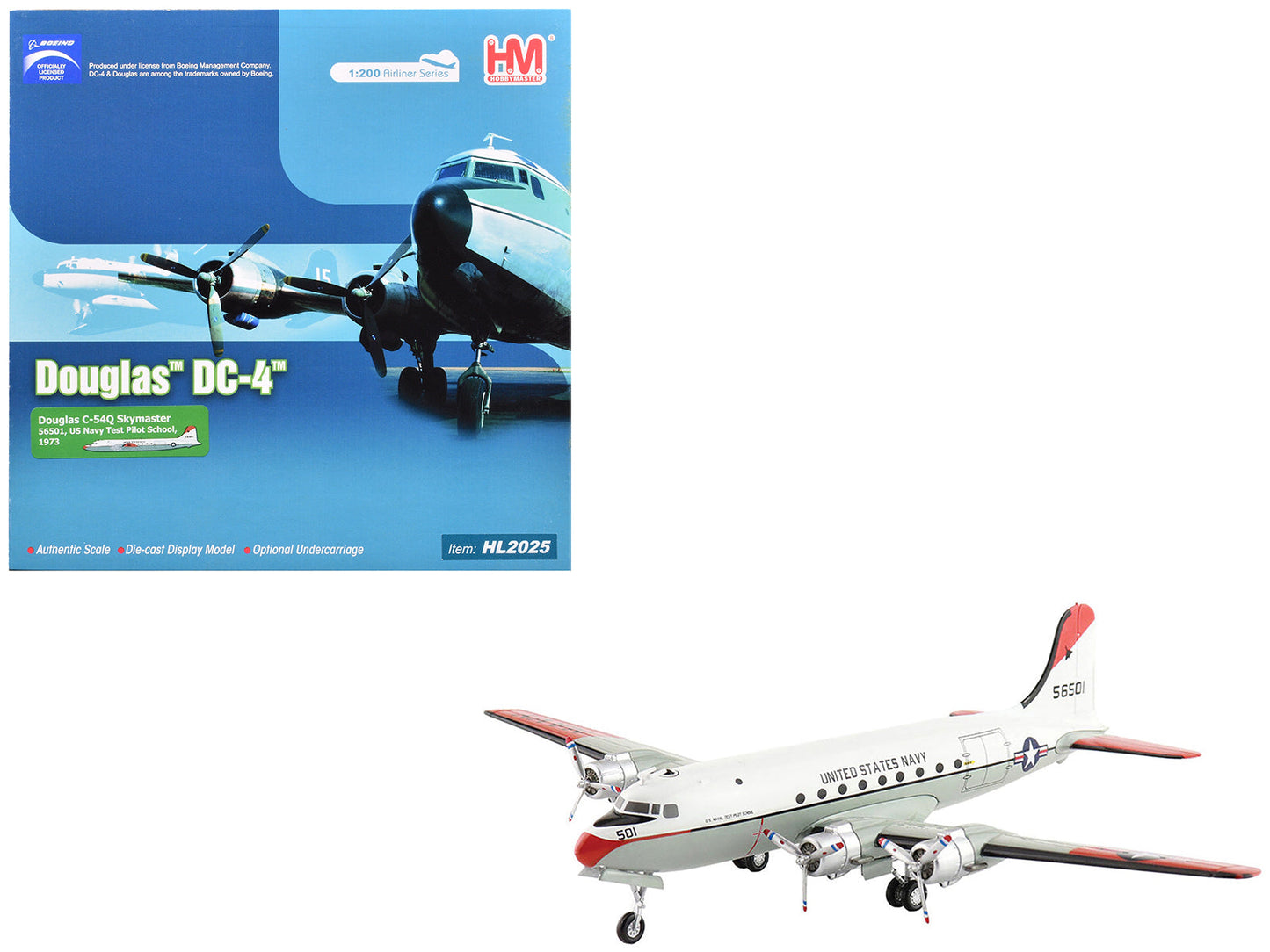 Douglas C-54Q Skymaster Transport Aircraft "US Navy Test Pilot School" (1973) United States Navy "Airliner Series" 1/200 Diecast Model by Hobby Master  free shipping USA