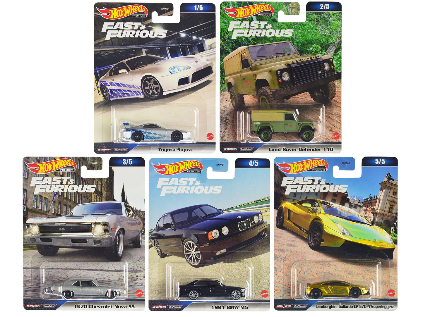 "Fast & Furious" 2023 5 piece Set D Diecast Model Cars by Hot Wheels  free shipping USA