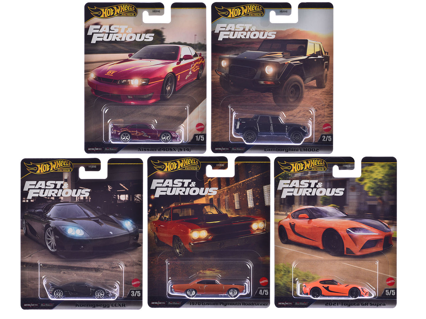 "Fast & Furious" 2025 5 piece Set L Model Cars by Hot Wheels  free shipping USA