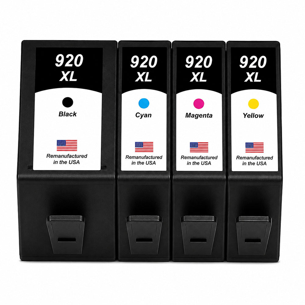 U.S. Remanufactured for HP 920XL 4-Pack 1 Black / 3 Color Ink Cartridges