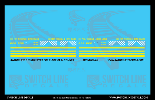 N Scale High Point Thomasville & Denton SCL Black GE 70 Ton Switcher Decal Set