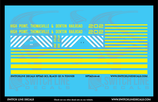 O Scale High Point Thomasville & Denton SCL Black GE 70 Ton Switcher Decal Set