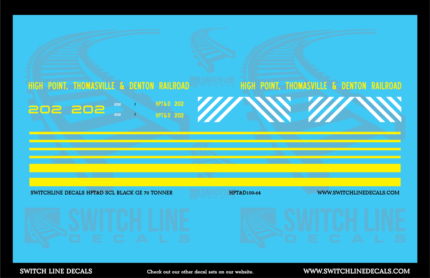 S Scale High Point Thomasville & Denton SCL Black GE 70 Ton Switcher Decal Set