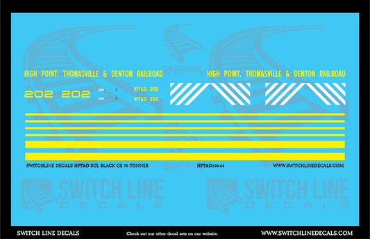 S Scale High Point Thomasville & Denton SCL Black GE 70 Ton Switcher Decal Set