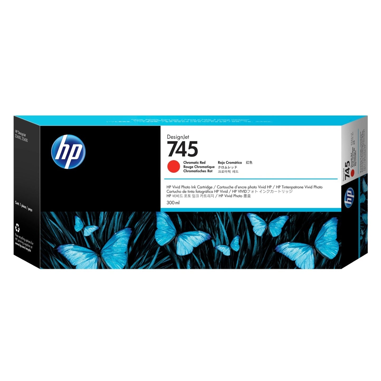 New, Pre-Owned - HP 745 300ml DesignJet Chromatic Red Ink Cartridge, F9K06A