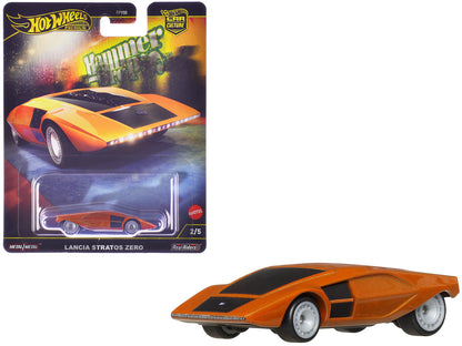 Lancia Stratos Zero Concept Car Orange Metallic "Hammer Drop" Series Diecast Model Car by Hot Wheels  free shipping USA