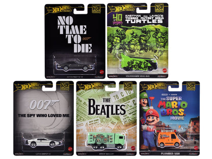 "Pop Culture 2024" 5 piece Set D "Premium Series" Diecast Model Cars by Hot Wheels  free shipping USA