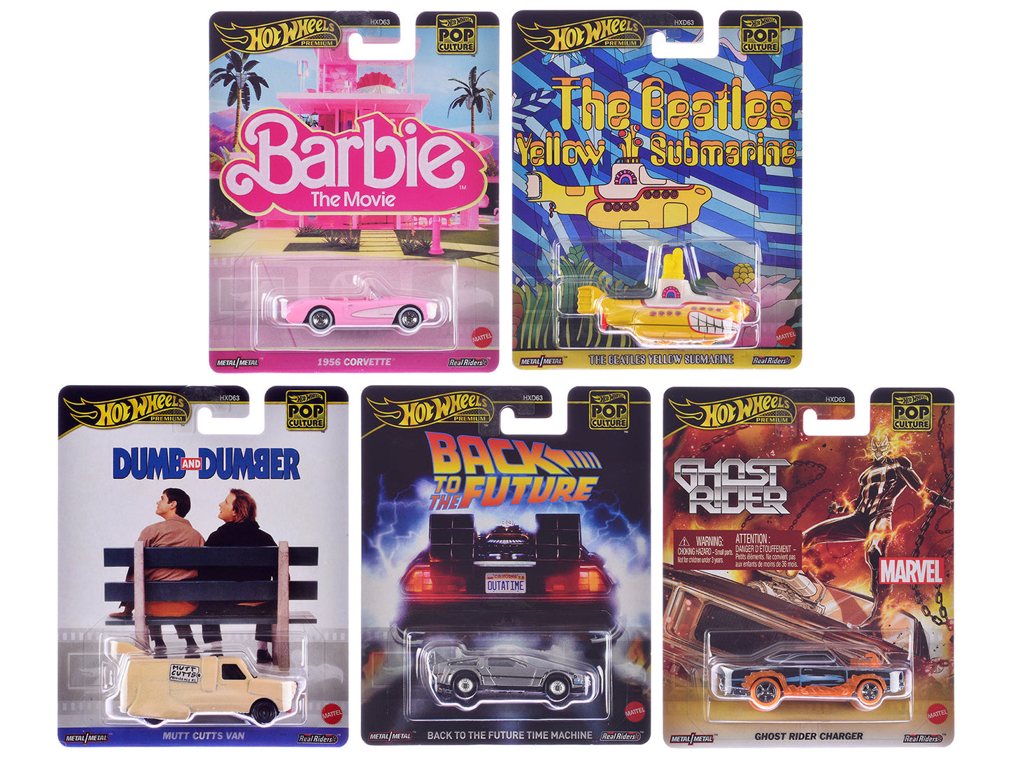 "Pop Culture 2025" 5 piece Set H "Premium Series" Diecast Model Cars by Hot Wheels  free shipping USA
