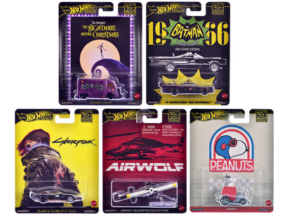"Pop Culture 2025" 5 piece Set M "Premium Series" Diecast Model Cars by Hot Wheels  free shipping USA