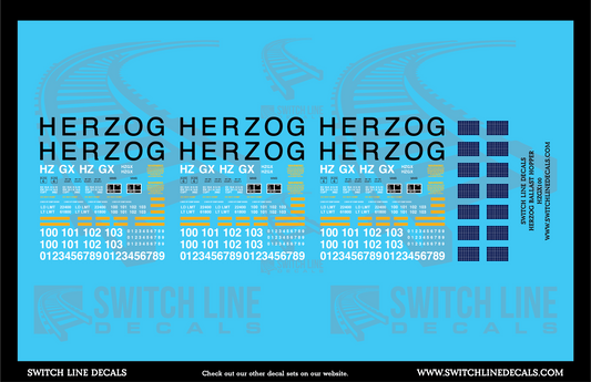 N Scale Herzog Ballast Hoppers Decal Set