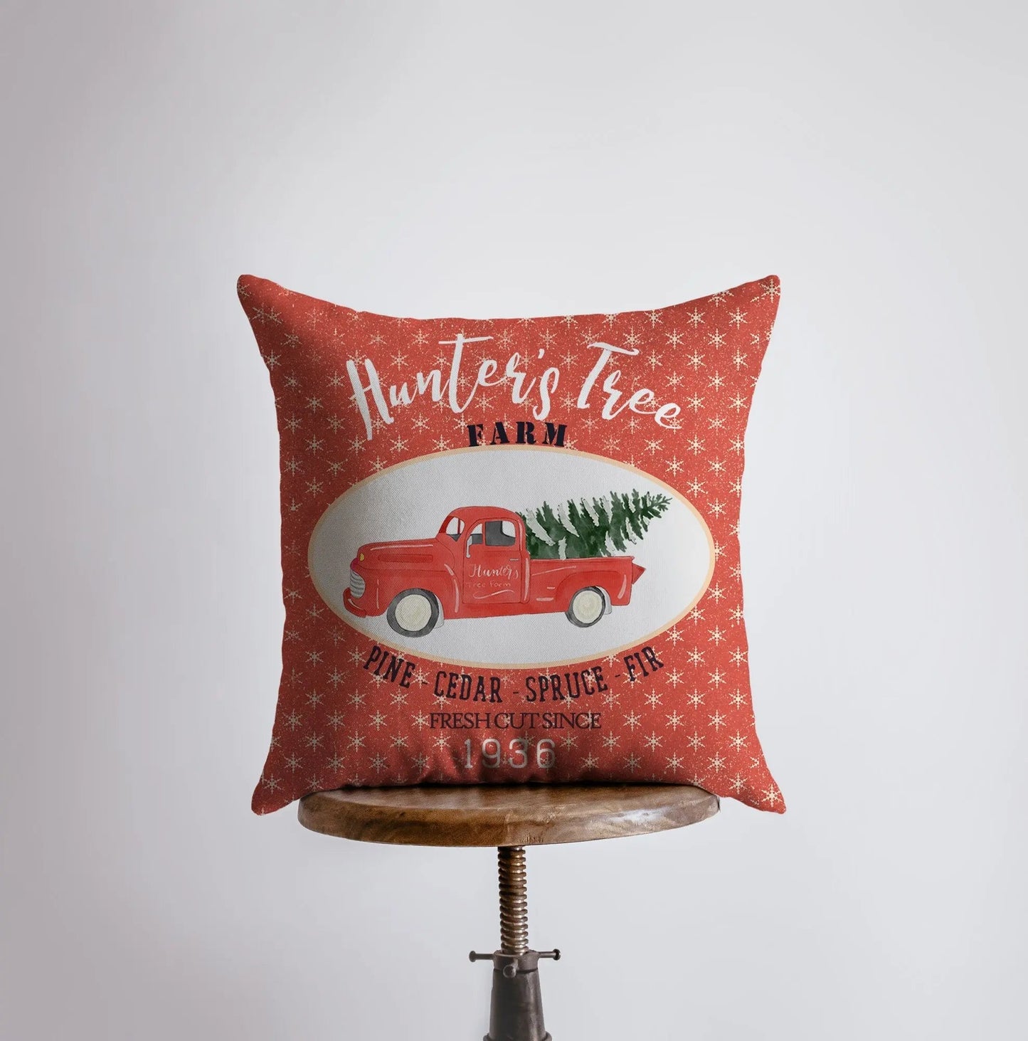Harvest Tree Farm | Red Christmas Truck | Pillow Cover | Red Truck | Christmas Decor | Throw Pillow | Home Decor | Rustic Farmhouse Decor by UniikPillows