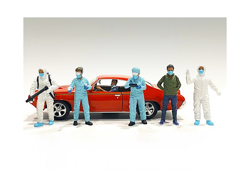 Hazmat Crew 6 piece Figurine Set for 1/18 Scale Models by American Diorama  free shipping USA