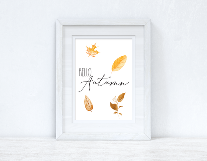 Hello Autumn Leaves New Autumn 2021 Seasonal Wall Home Decor Print by WinsterCreations™ Official Store