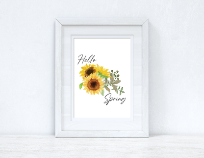 Hello Spring Sunflower Spring Seasonal Wall Home Decor Print by WinsterCreations™ Official Store