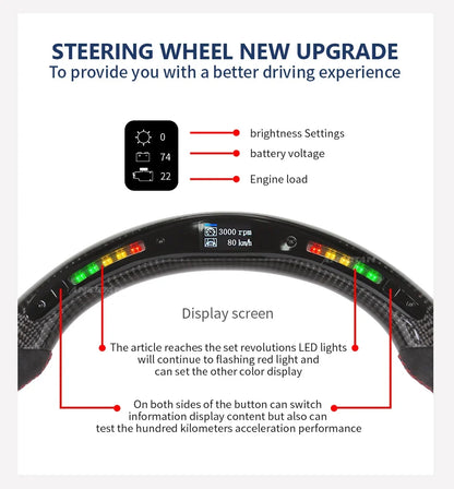 Steering Wheel For VW MK4 MK5 MK6 GTI Carbon Fiber Steering Wheel with LED Perforated Leather