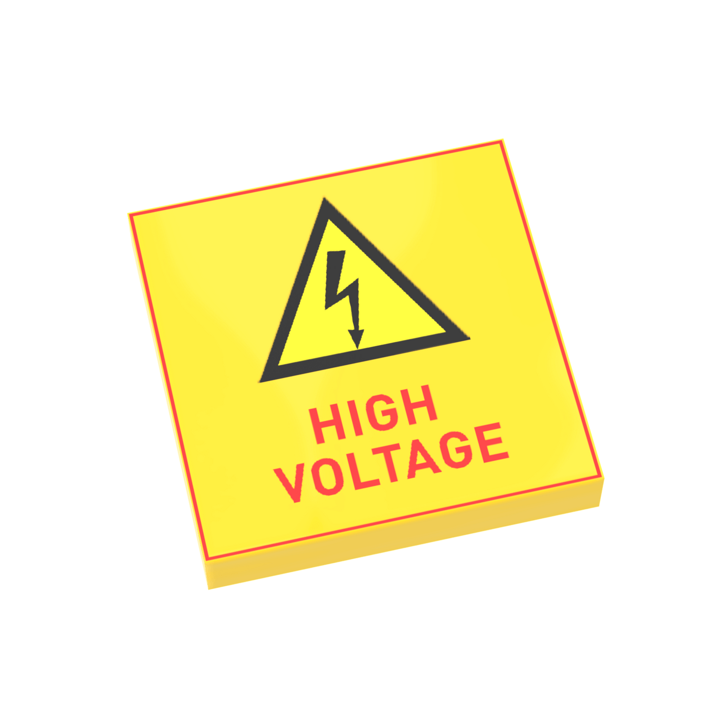 High Voltage Warning Sign - Custom Printed - Made Using a LEGO® Tile