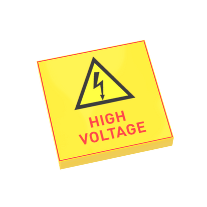 High Voltage Warning Sign - Custom Printed - Made Using a LEGO® Tile