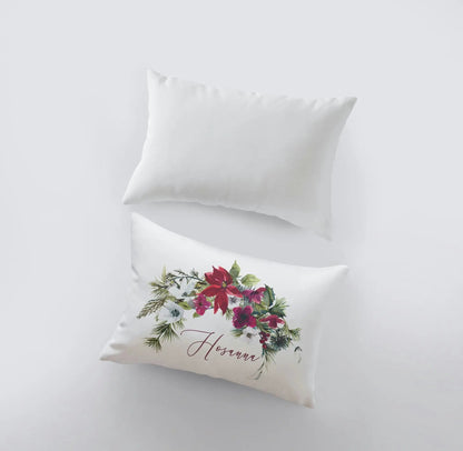 Hosanna Christmas Poinsettia Throw Pillow Cover | Christmas Pillowcase | 18x12 | Christmas tree | Christmas Gifts | Room Decor | Mom Gift by UniikPillows