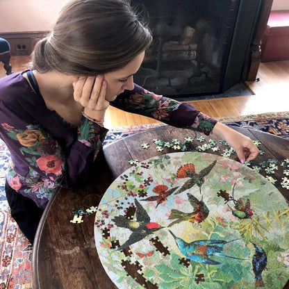 Hummingbirds 500 Piece Round Jigsaw Puzzle eeBoo