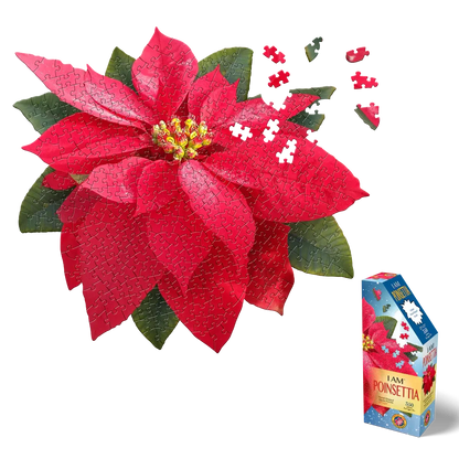 I Am Poinsettia 350 Piece Floral Shaped Jigsaw Puzzle Madd Capp