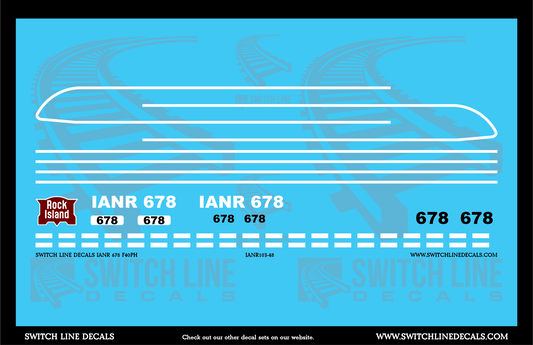 O Scale Iowa Northern 678 F40PH Locomotive Decal Set