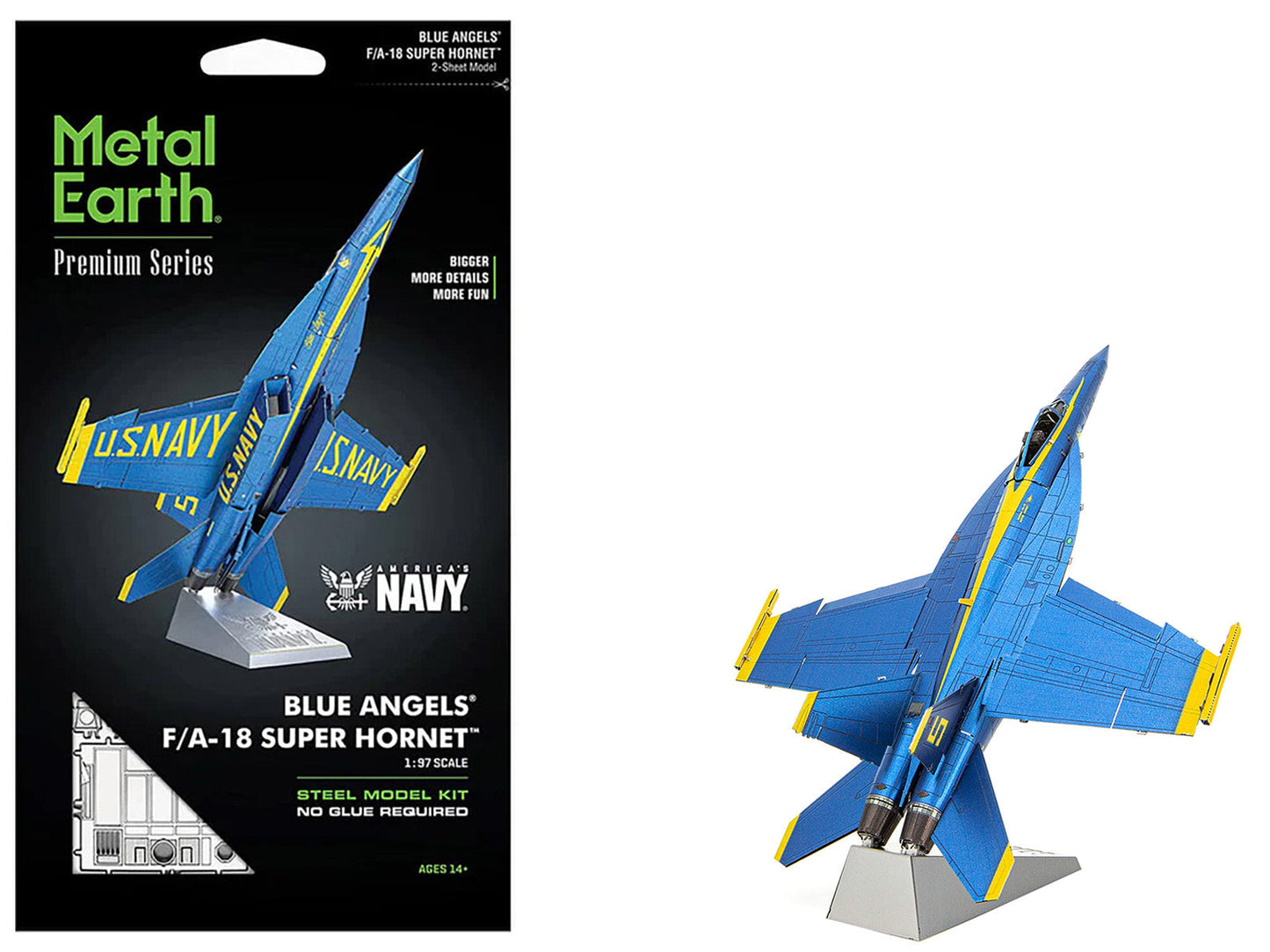Model Kit Boeing F/A-18 Super Hornet Fighter Aircraft "Blue Angels #5" United States Navy (Challenging Difficulty) Steel Model by Metal Earth  free shipping USA
