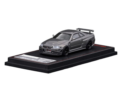 Nissan Skyline GT-R (BNR34) Nismo CRS RHD (Right Hand Drive) Gray Metallic 1/64 Diecast Model Car by Ignition Model