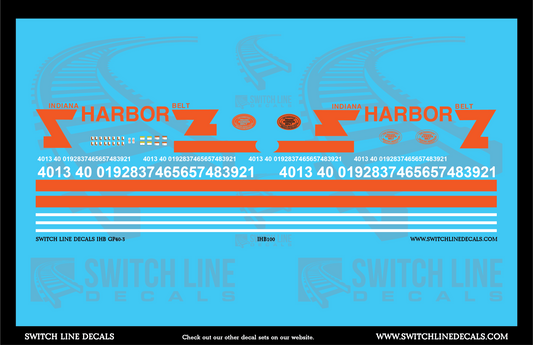 HO Scale Indiana Harbor Belt Railroad GP40-3 Locomotive Decal Set