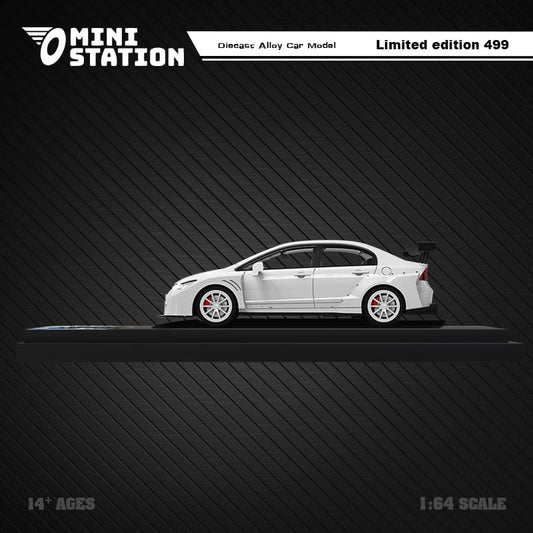 Mini Station Honda Civic FD2 White Widebody 1:64