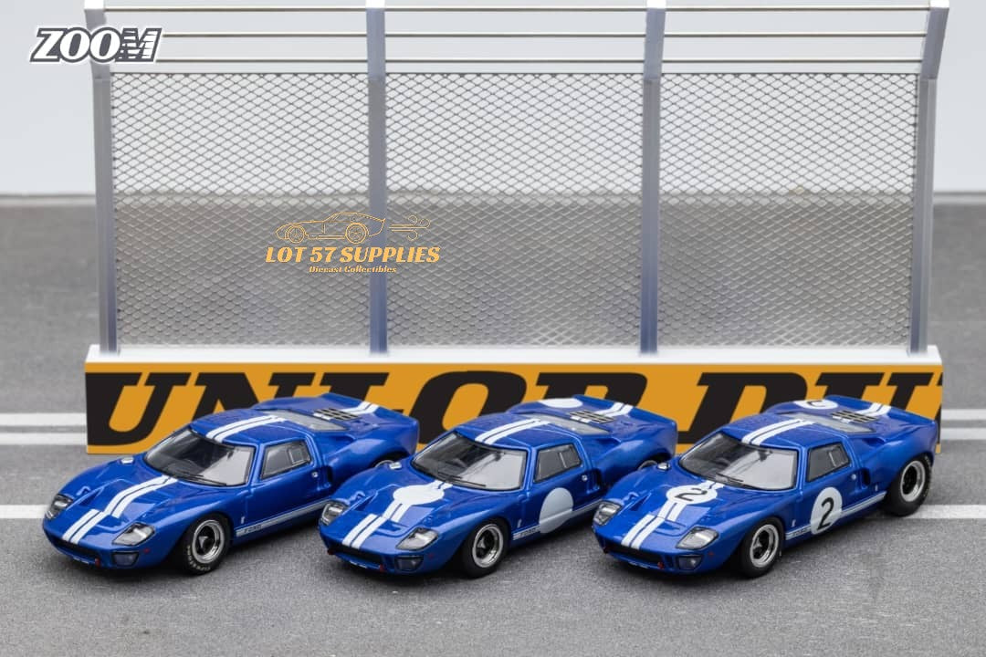 Zoom Ford GT40 MK1 Blue White Stipe #2 1:64