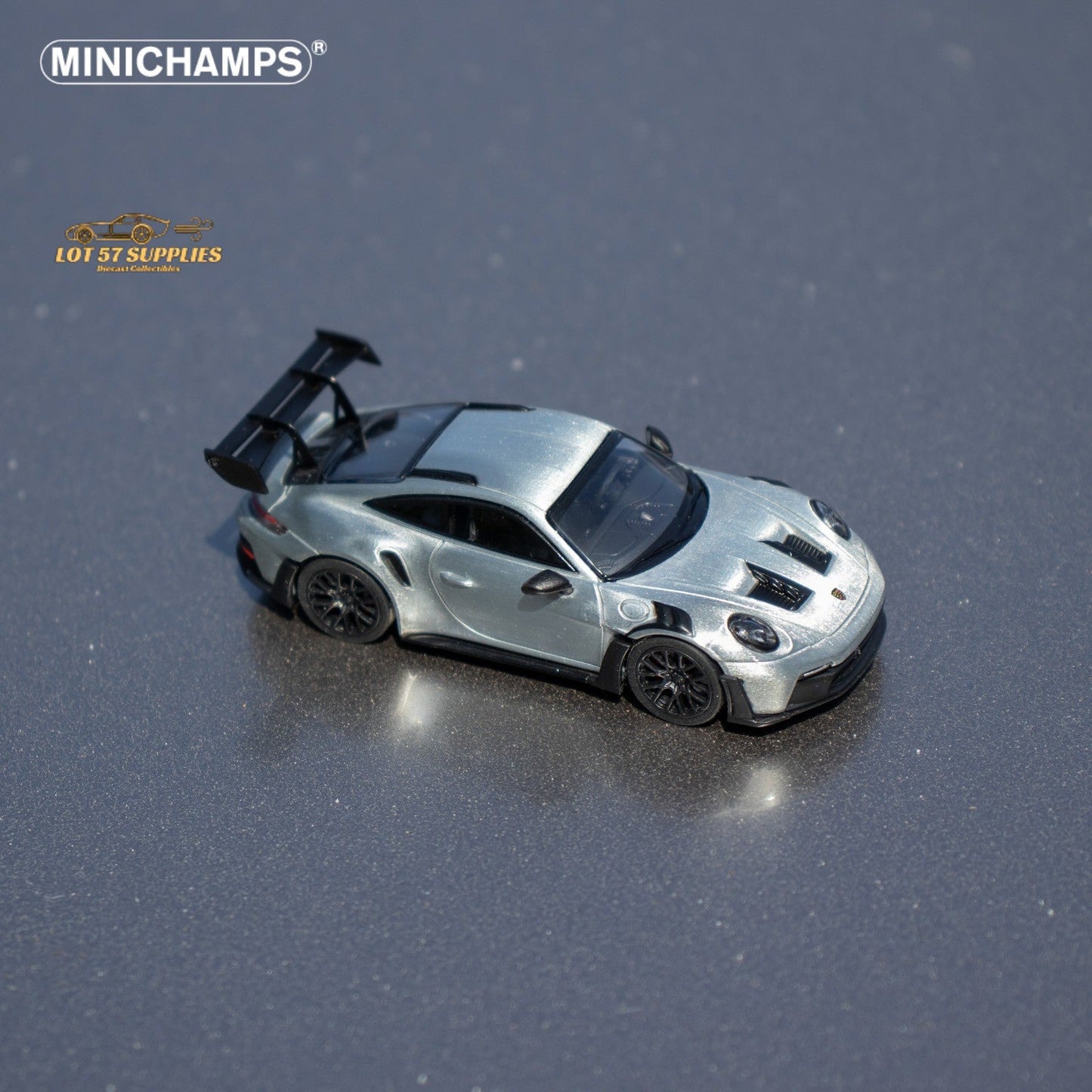 Minichamps X CLDC Exclusive Porsche 911 GT3 RS in Raw Silver English Magazine Version 1:64 (MAGAZINE INCLUDED)