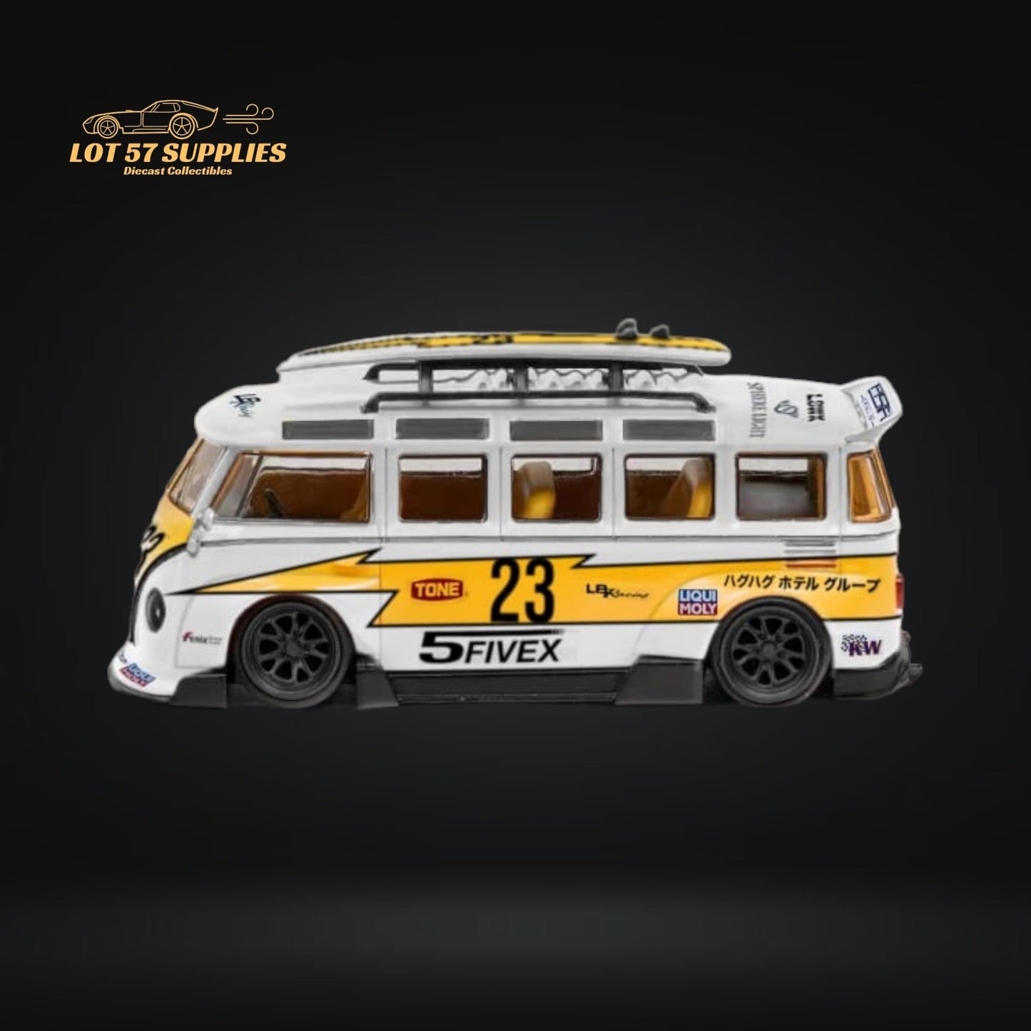 LF Model Volkswagen T1 Kombi WideBody with Surfboard in Flash #23 Livery 1:64