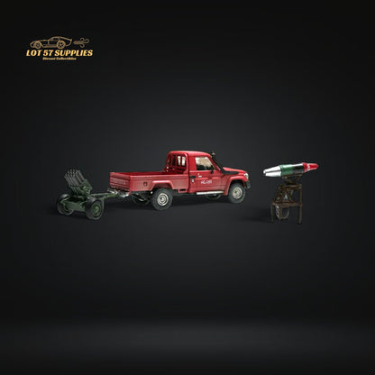 HobbyFans Toyota Land Cruiser 70 Series Red With Armor & Armor Launcher 1:64