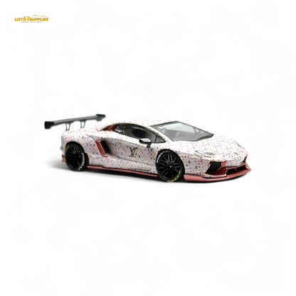 King Model Lamborghini Aventador LP700-4 White LV Livery 1:64