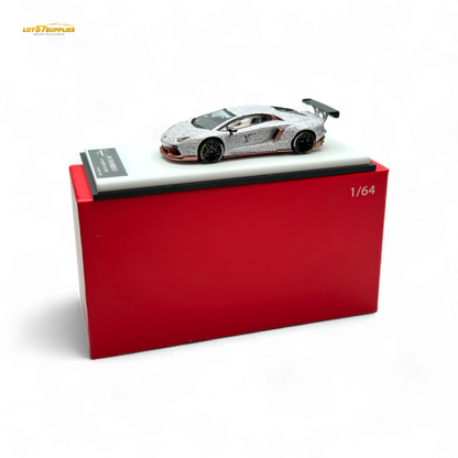 King Model Lamborghini Aventador LP700-4 White LV Livery 1:64