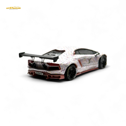 King Model Lamborghini Aventador LP700-4 White LV Livery 1:64