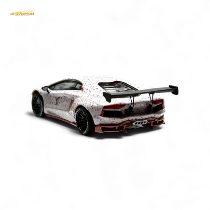 King Model Lamborghini Aventador LP700-4 LB 1.0 White LV Livery 1:64