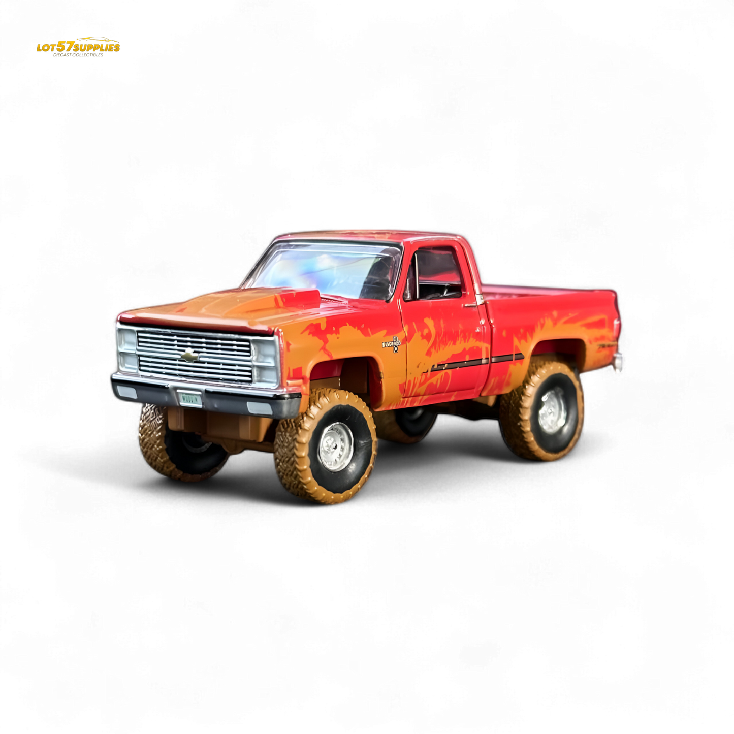 Auto World 1983 Chevrolet Silverado K10 4x4 Muddy Lifted 1:64