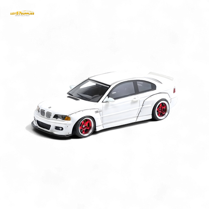 Flame BMW M3 E46 Widebody Pandem Pearlescent White 1:64
