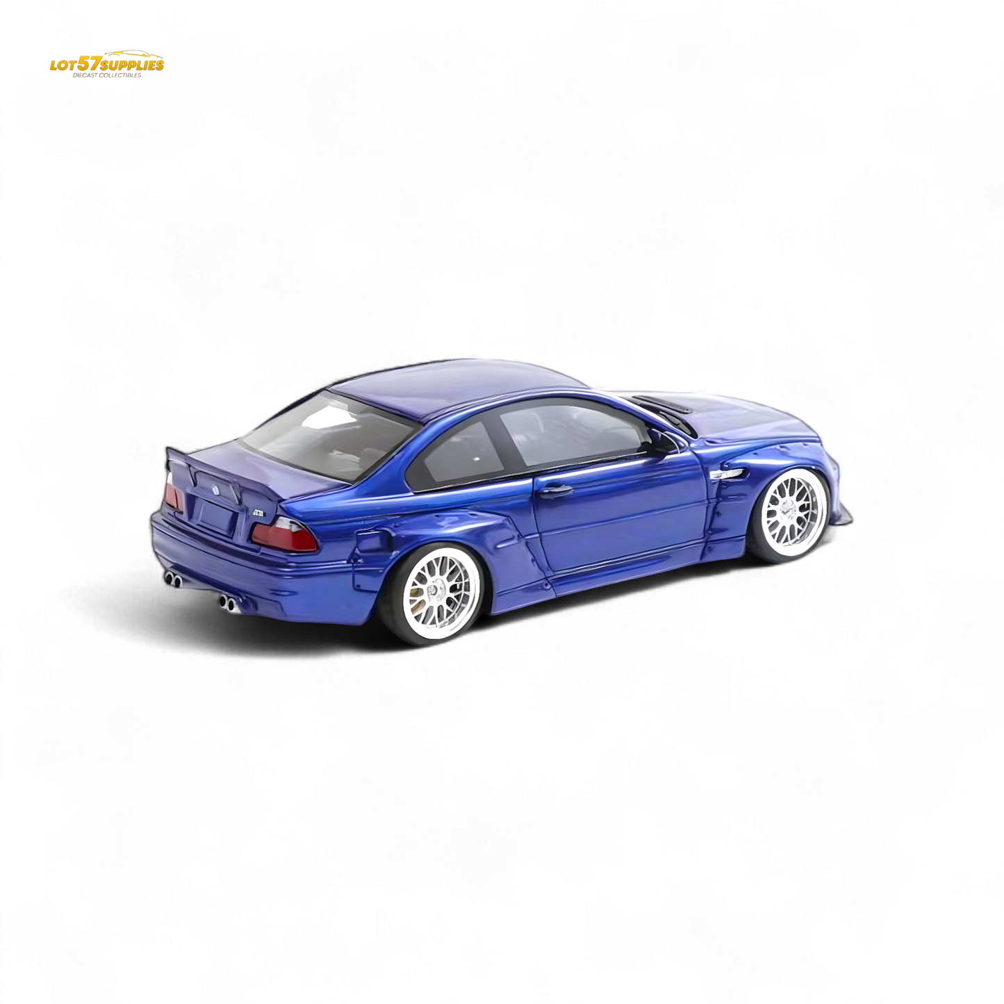 FLAME BMW M3 E46 Widebody Pandem in Metallic Blue Resin 1:64