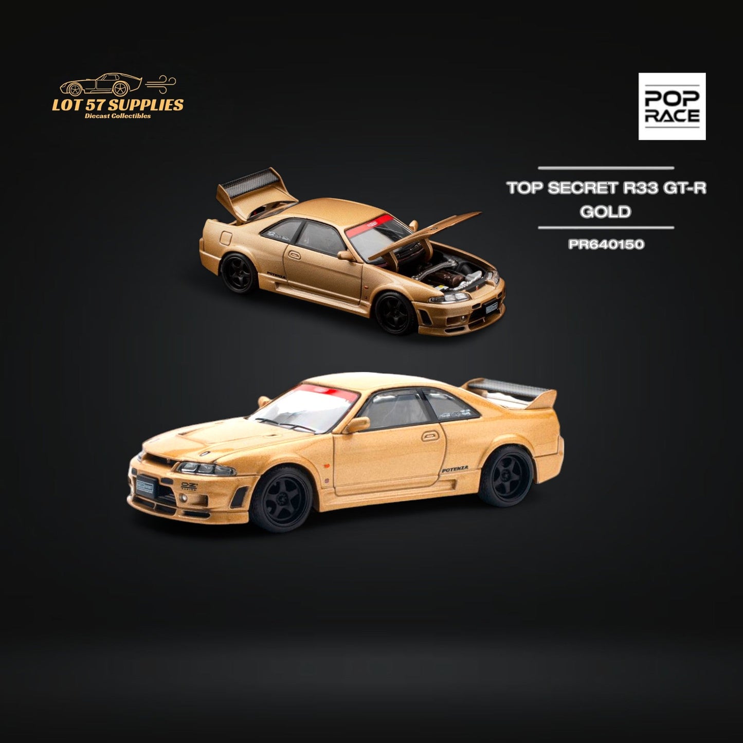 (Pre-Order) Pop Race Nissan Skyline GT-R R33 Top Secret Gold PR640150 1:64
