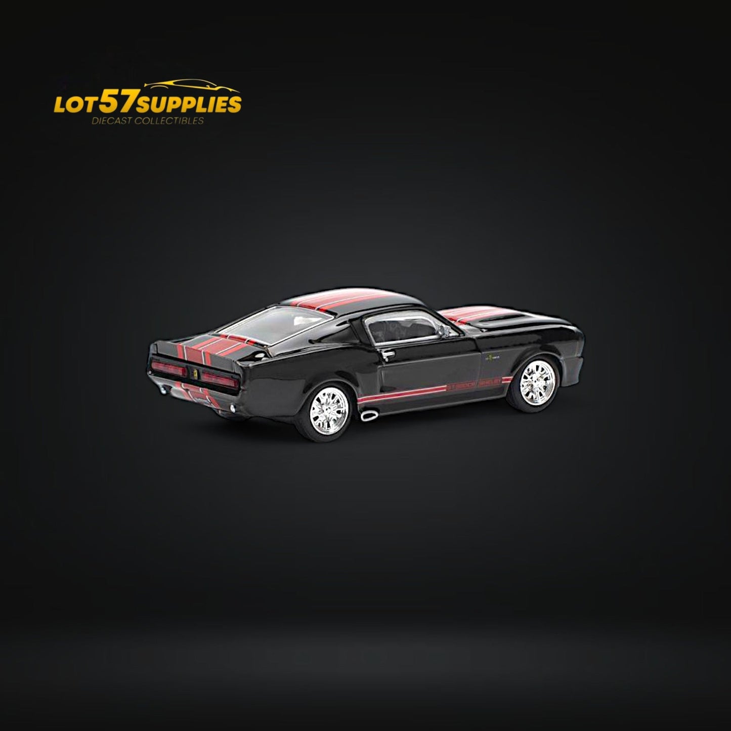 (Pre-Order) Pop Race Shelby Mustang GT500 Dark Chrome Black w/ Openable hood 1:64