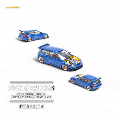 Pop Race Pandem Civic EG6 Metallic Blue 1:64