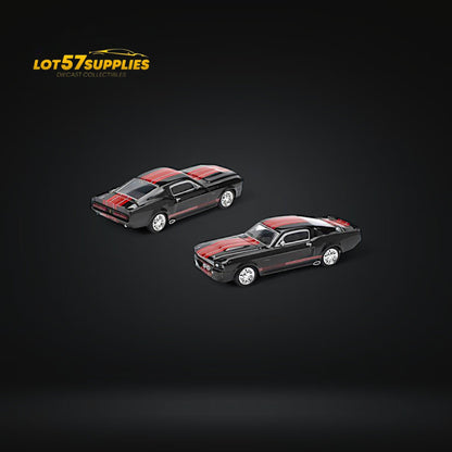 (Pre-Order) Pop Race Shelby Mustang GT500 Dark Chrome Black w/ Openable hood 1:64