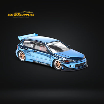 (Pre-Order) Pop Race Pandem Civic EG6 Blue Chrome 1:64